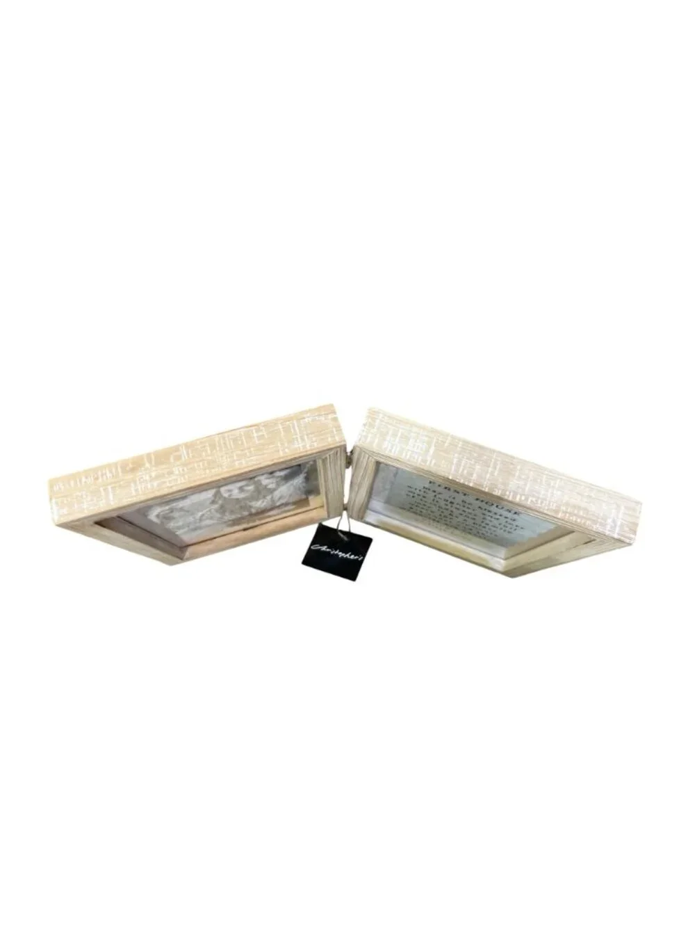 Mud Pie Our First House Hinged Wooden 4x6 Double Photo Frame Housewarming Used